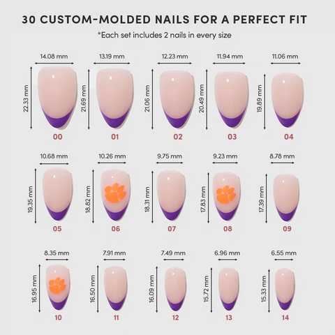 Clemson Tigers Press-On Nail Set