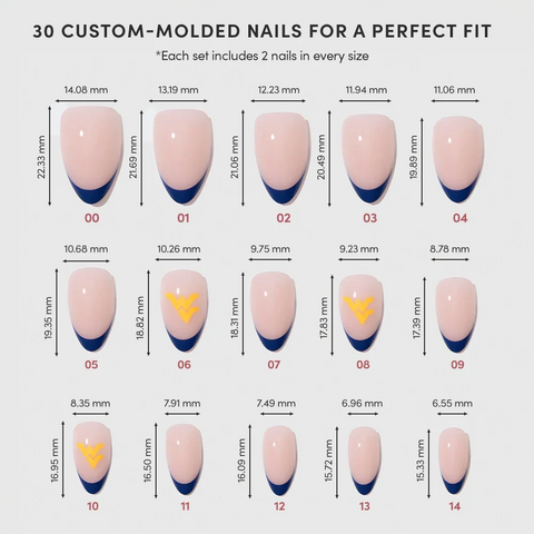 West Virginia Mountaineers Press-On Nail Set